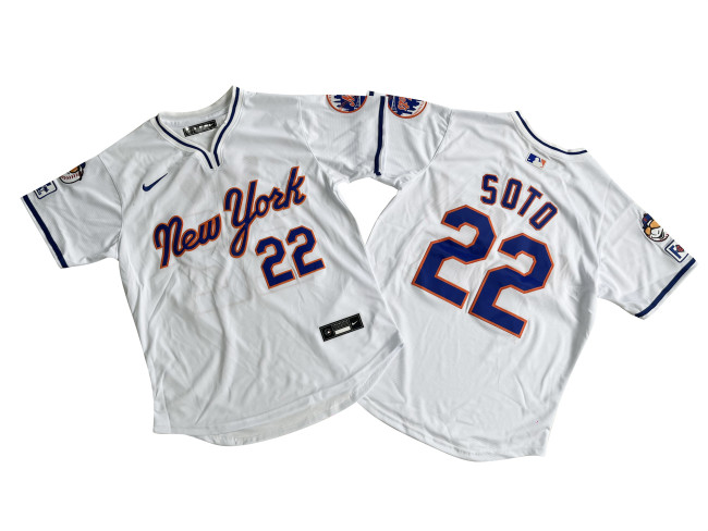 New York Mets 22 Juan Soto Baseball Jersey White retro