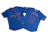 New York Mets 12 Francisco Lindor Baseball Jersey Blue retro