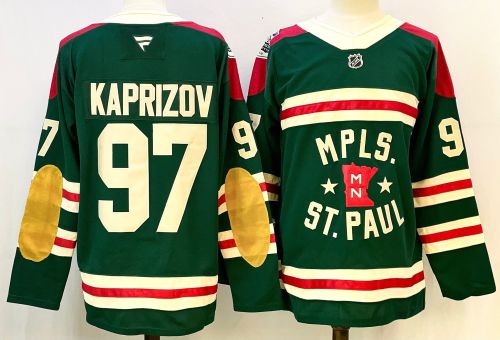 Fanatics Minnesota Wild 97 Kirill Kaprizov Ice Hockey Jersey Green