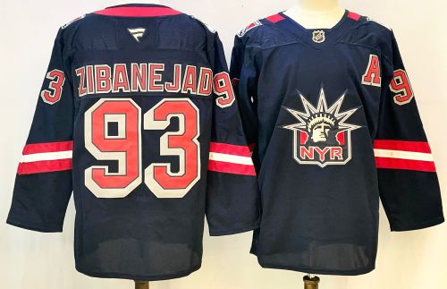Fanatics New York Rangers  93 Mika Zibanejad Ice Hockey Jersey Navy Blue