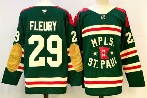 Fanatics Minnesota Wild 29 Marc-Andre Fleury Ice Hockey Jersey Green