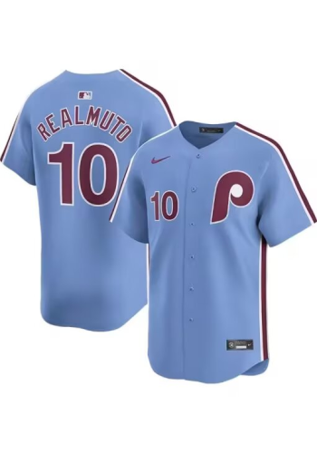 Nike Philadelphia Phillie 10 J.T. Realmuto Baseball Jersey Blue