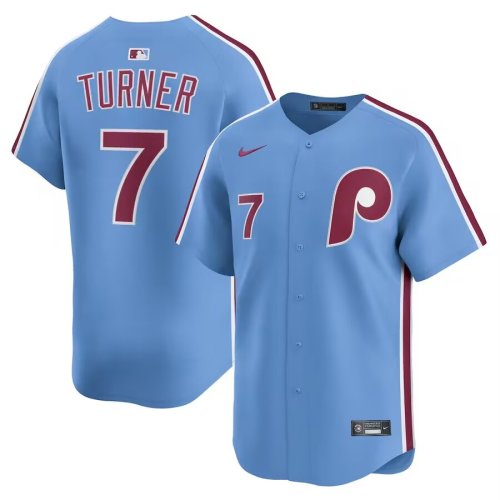 Philadelphia Phillie 7 Trea Turner Baseball Jersey Blue