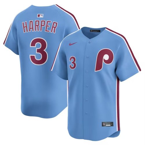Philadelphia Phillie 3 Bryce Harper Baseball Jersey Blue