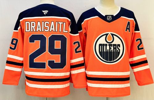 Fanatics Edmonton Oilers 29 Leon Draisaitl Ice Hockey Jersey Orange