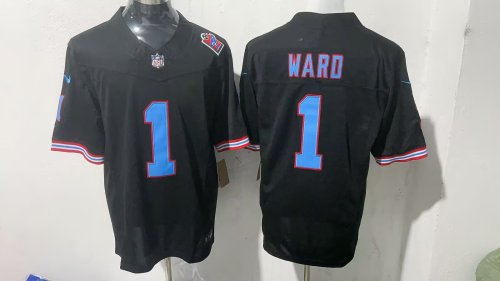 Tennessee Titans 1 Cameron Ward Football Jersey Black Three Dynasties