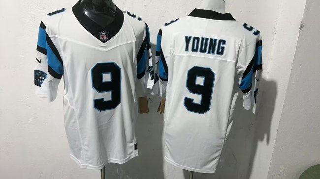 Carolina Panthers 9 Bryce Young Football Jersey White Three Dynasties