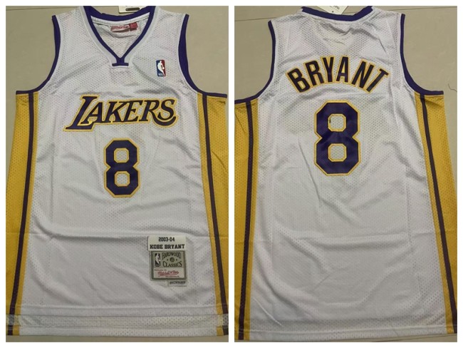 Los Angeles Lakers 8 Kobe Bryant Basketball Jersey White Retro