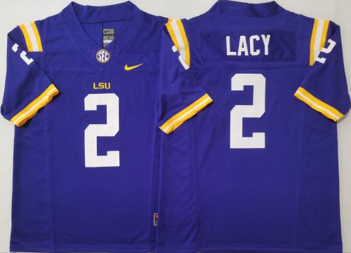 LSU Tigers 2 Kyren Lacy Coolege Football Jersey Purple Three Dynasties