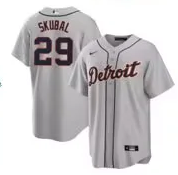 Detroit Tigers 29 Tarik Skubal Baseball Jersey Gray
