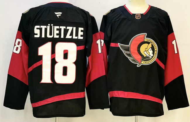 Fanatics Ottawa Senators 18 Tim Stutzle Ice Hockey Jersey Black
