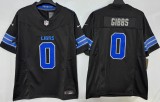 Detroit Lions 0 Jahmyr Gibbs Football Jersey Legend Black Three Dynasties