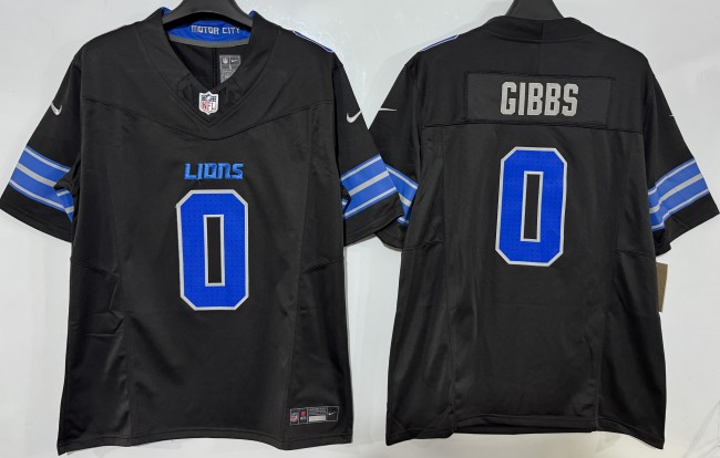 Detroit Lions 0 Jahmyr Gibbs Football Jersey Legend Black Three Dynasties