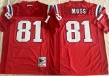 New England Patriots 81 Randy Moss Football Jersey Red Retro