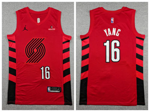 Jordan Portland Trail Blaze 16 Yang Hansen Basketball Jersey Red