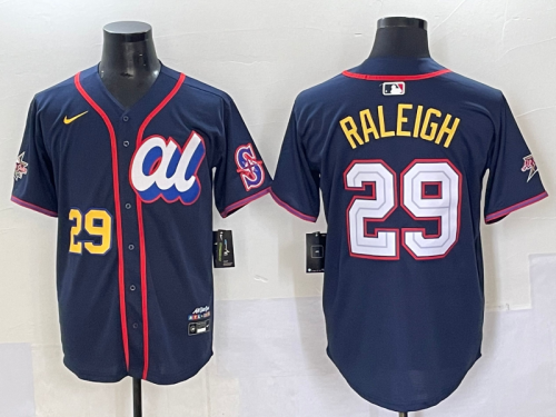 25 All Stars Nike Seattle Mariners 29 Cal Raleigh Baseball Jersey Navy Blue