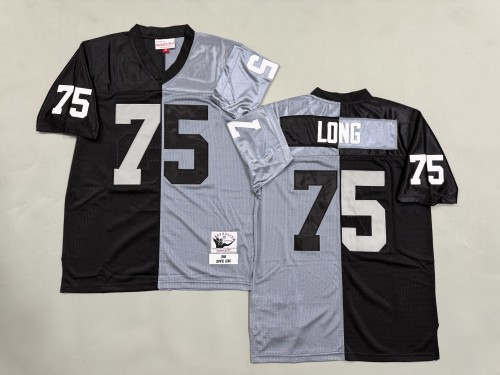 Oakland Raiders 75 Howie Long Football Jersey Black+Gray Retro