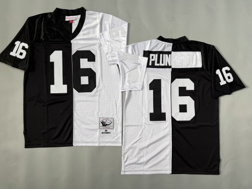Oakland Raiders 16 Jim Plunkett  Football Jersey Black+White Retro