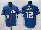 25 All Stars New York Mets 12 Francisco Lindor Baseball Jersey Blue