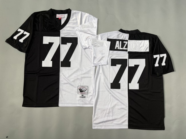 Oakland Raiders 77 Lyle Alzado Football Jersey Black+White Retro