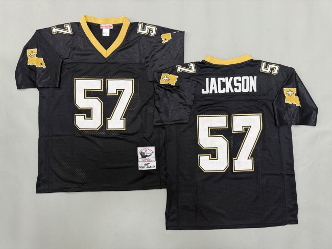 New Orleans Saints 57 Rickey Jackson Football Jersey Black Retro