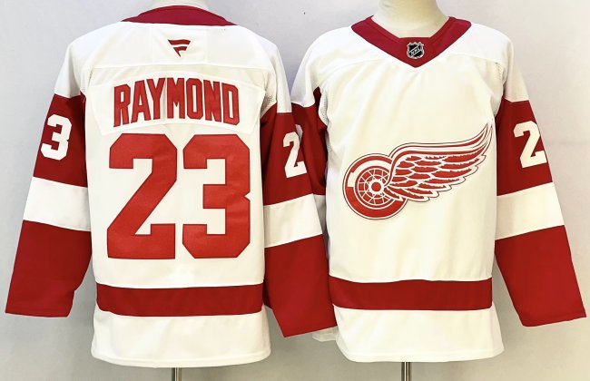 Fanatics Detroit Red Wings 23 Lucas Raymond  Ice Hockey Jersey White