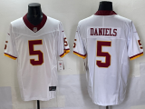 Washington Commanders 5 Jayden Daniels Football Jersey White Three Dynasties