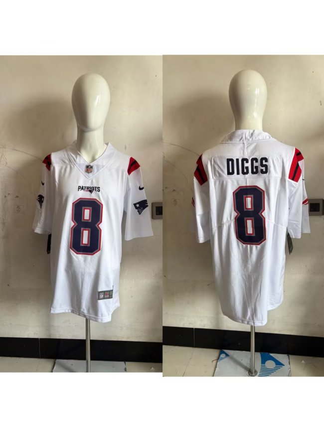 New England Patriots 8 Stefon Diggs Football Jersey Legend White