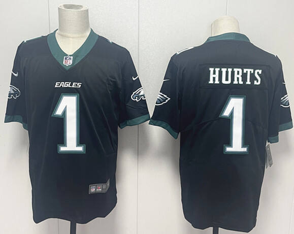 Philadelphia Eagles 1 Jalen Hurts Football Jersey Legend Black