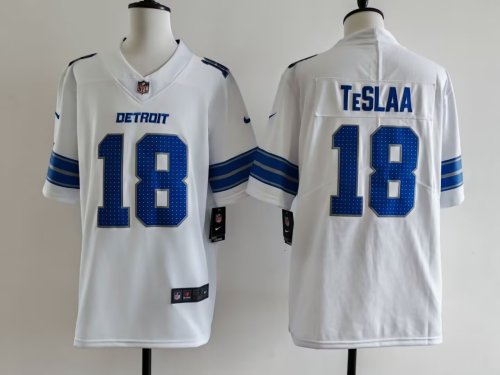 Detroit Lions 18 Isaac TeSlaa Football Jersey Legend White