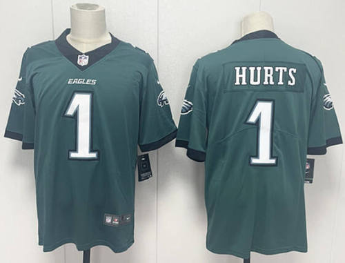 Philadelphia Eagles 1 Jalen Hurts Football Jersey Legend Green