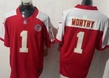 Kansas City Chiefs 1 Xavier Worthy Football Jersey Red+White Three Dynasties