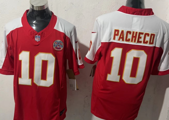 Kansas City Chiefs 10 Isiah Pacheco Football Jersey Red+White Three Dynasties