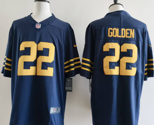 Green Bay Packers 22 Matthew Golden Football Jersey Legend Navy Blue