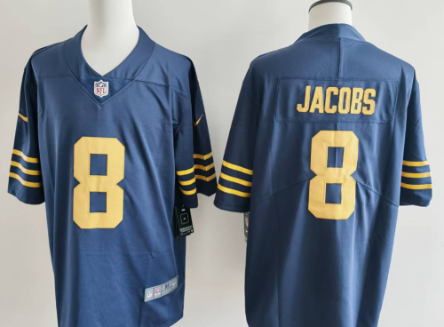 Green Bay Packers 8 Josh Jacobs Football Jersey Legend Navy Blue