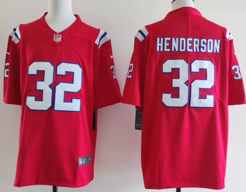 New England Patriots 32 TreVeyon Henderson Football Jersey Legend Red