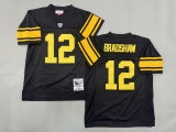Pittsburgh Steelers 12 Terry Bradshaw Football Jersey Black Retro
