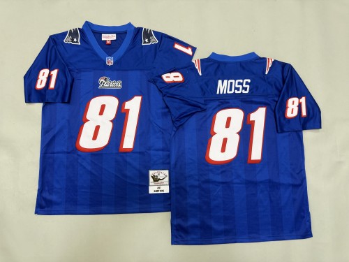 New England Patriots 81 Randy Moss Football Jersey Navy Blue Retro