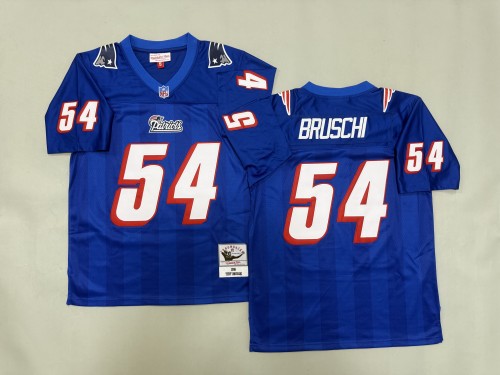 New England Patriots 54 Tedy Bruschi Football Jersey Navy Blue Retro