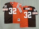 Cleveland Browns 32 Jim BrownFootball Jersey Brown+Orange Retro