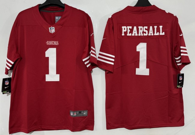 San Francisco 49ers 1 Ricky Pearsall Football Jersey Legend Red