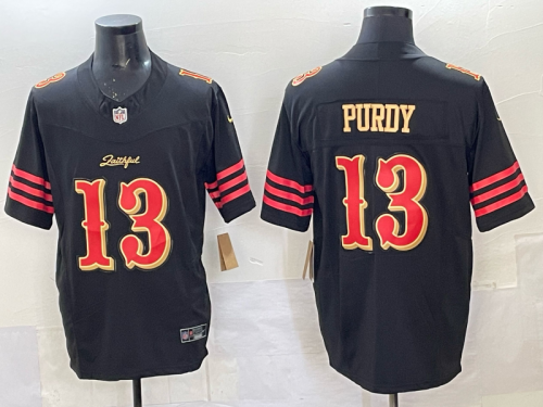 San Francisco 49ers 13 Brock Purdy Football Jersey Black Three Dynasties