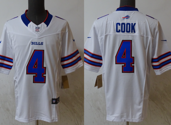 Buffalo Bills 4 James Cook Football Jersey White Three Dynasties