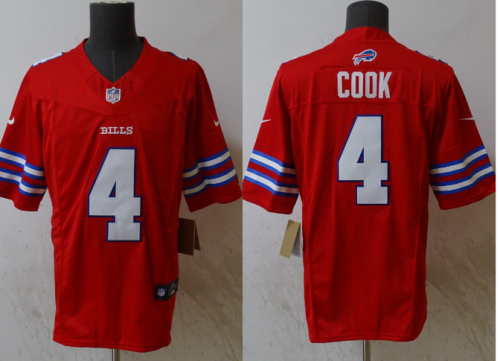 Buffalo Bills 4 James Cook Football Jersey Red Three Dynasties