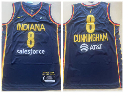Indiana Fever 8 Sophie Cunningham College Basketball Jersey Navy Blue