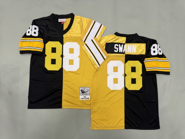 Pittsburgh Steelers 88 Lynn Swann Football Jersey Black+Yellow Retro