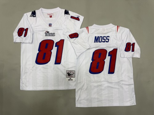 New England Patriots 81 Randy Moss Football Jersey White Retro