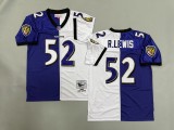 Baltimore Ravens 52 Ray Lewis Football Jersey Purple+White Retro