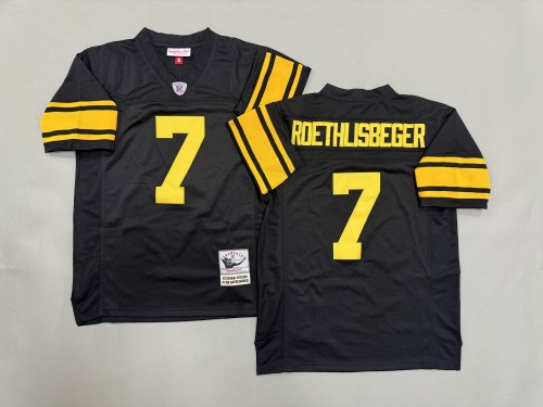 Pittsburgh Steelers 7 Ben Roethlisberger Football Jersey Black Retro