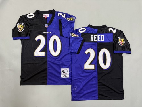 Baltimore Ravens 20 Ed Reed Football Jersey Black+Purple Retro